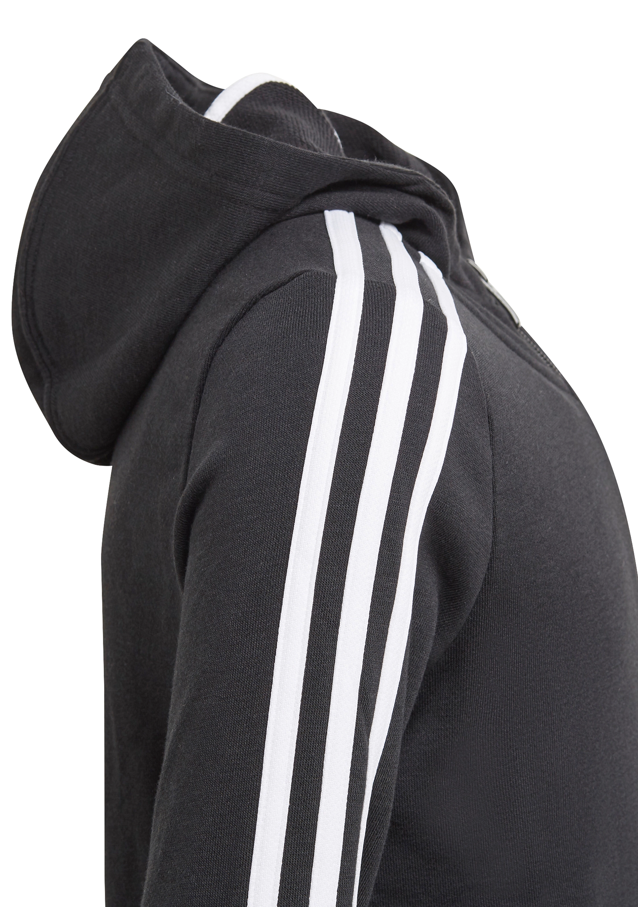 Adidas Girls Essentials 3 Stripe Full Zip Hoodie