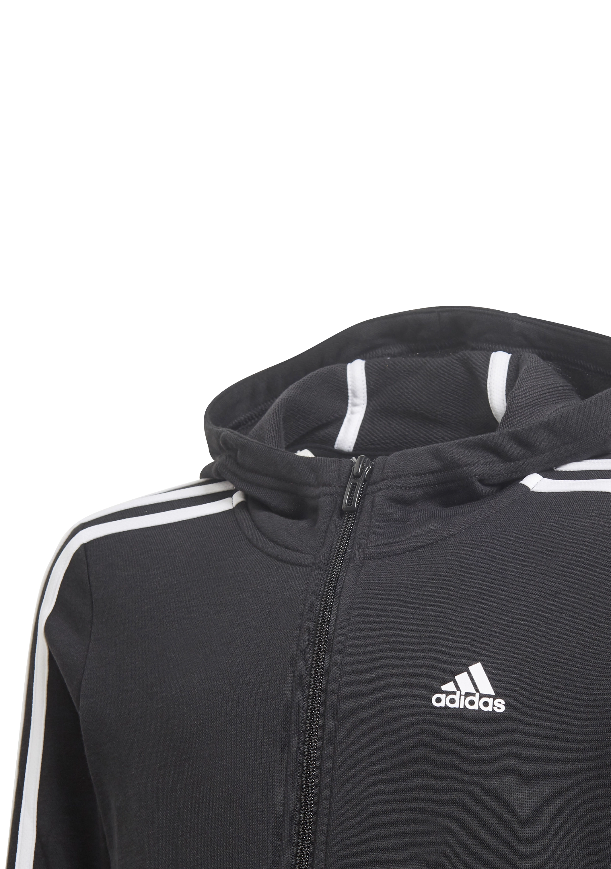 Adidas Girls Essentials 3 Stripe Full Zip Hoodie