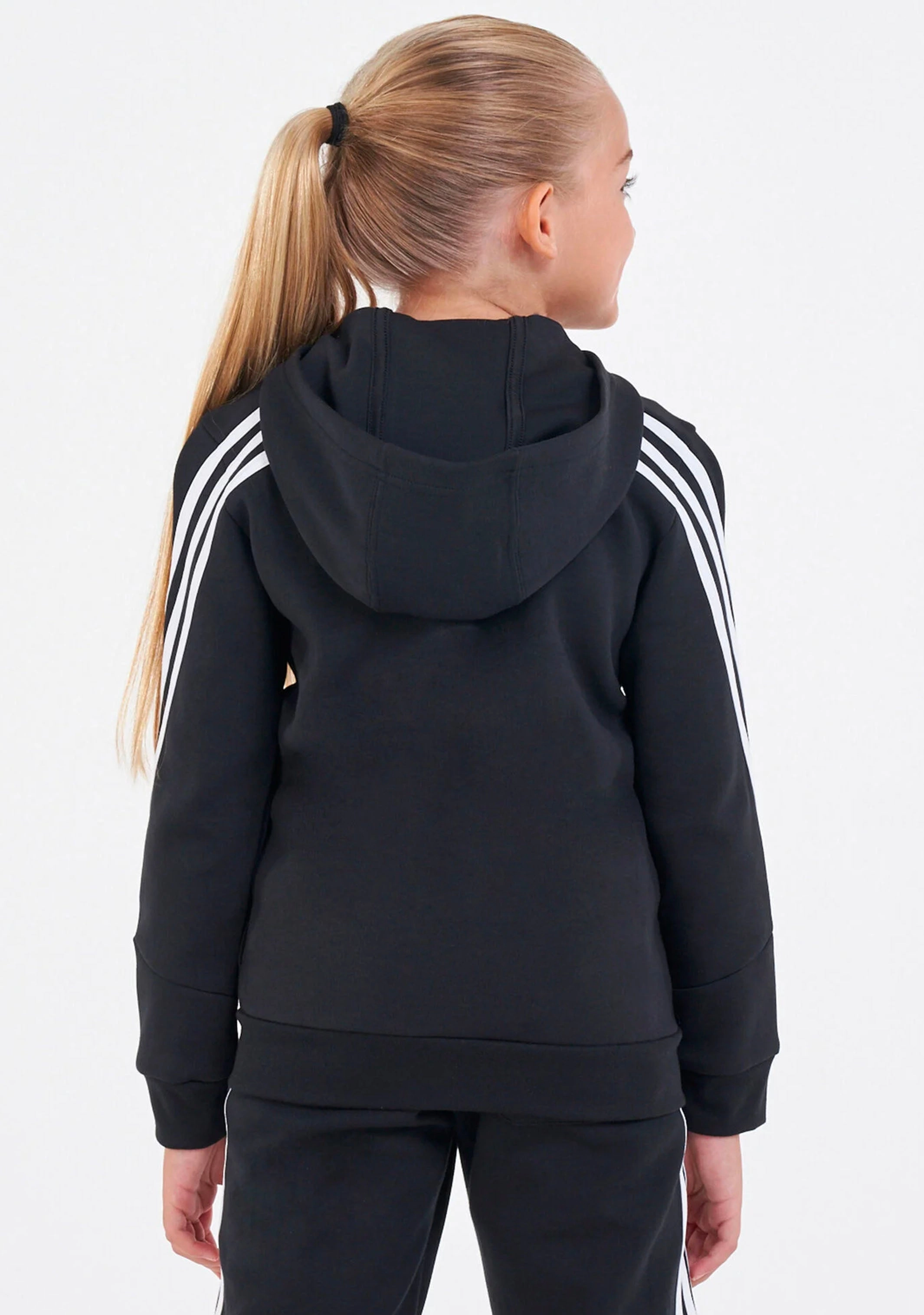 Adidas Girls Essentials 3 Stripe Full Zip Hoodie