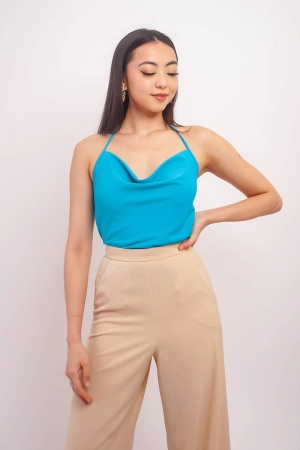 Azure Blue Colina Cowl Neck Top