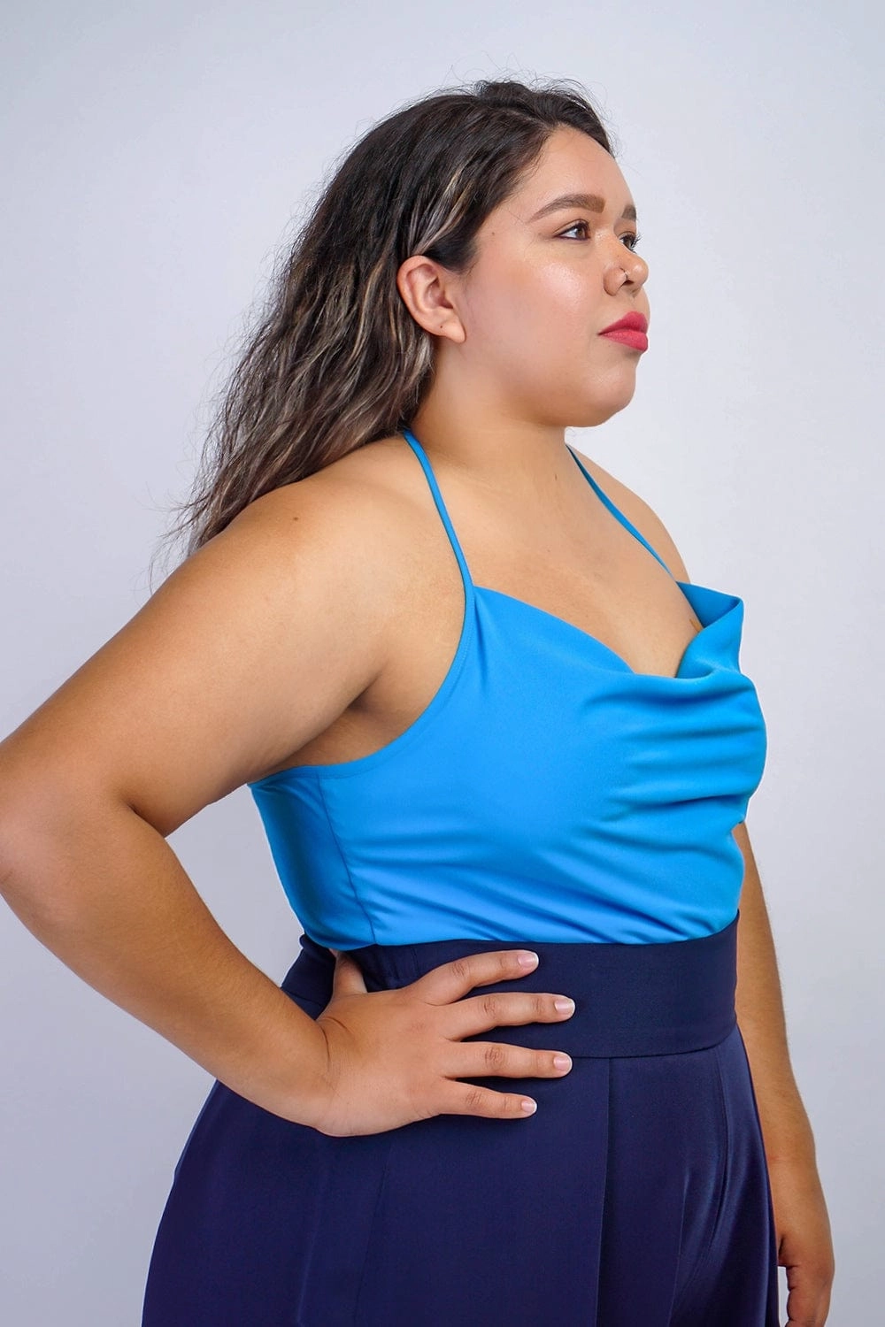Azure Blue Colina Cowl Neck Top