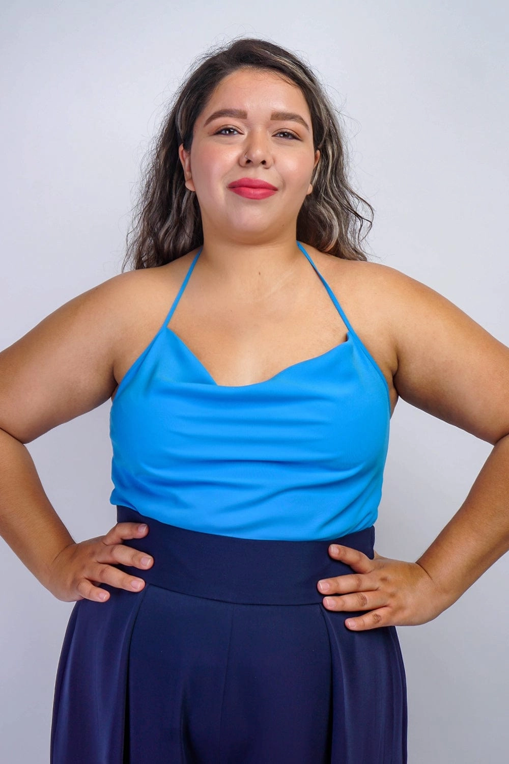 Azure Blue Colina Cowl Neck Top