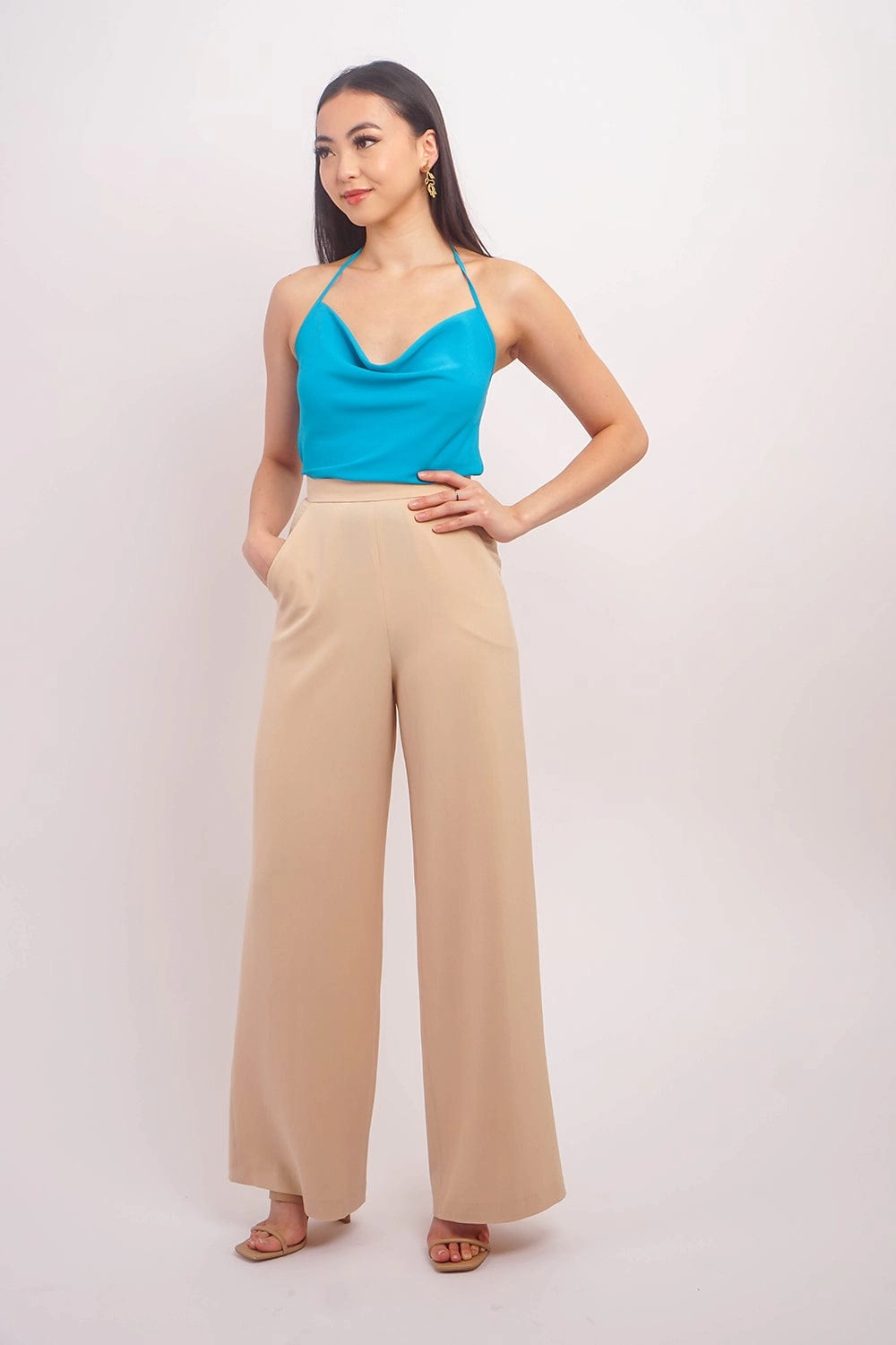 Azure Blue Colina Cowl Neck Top