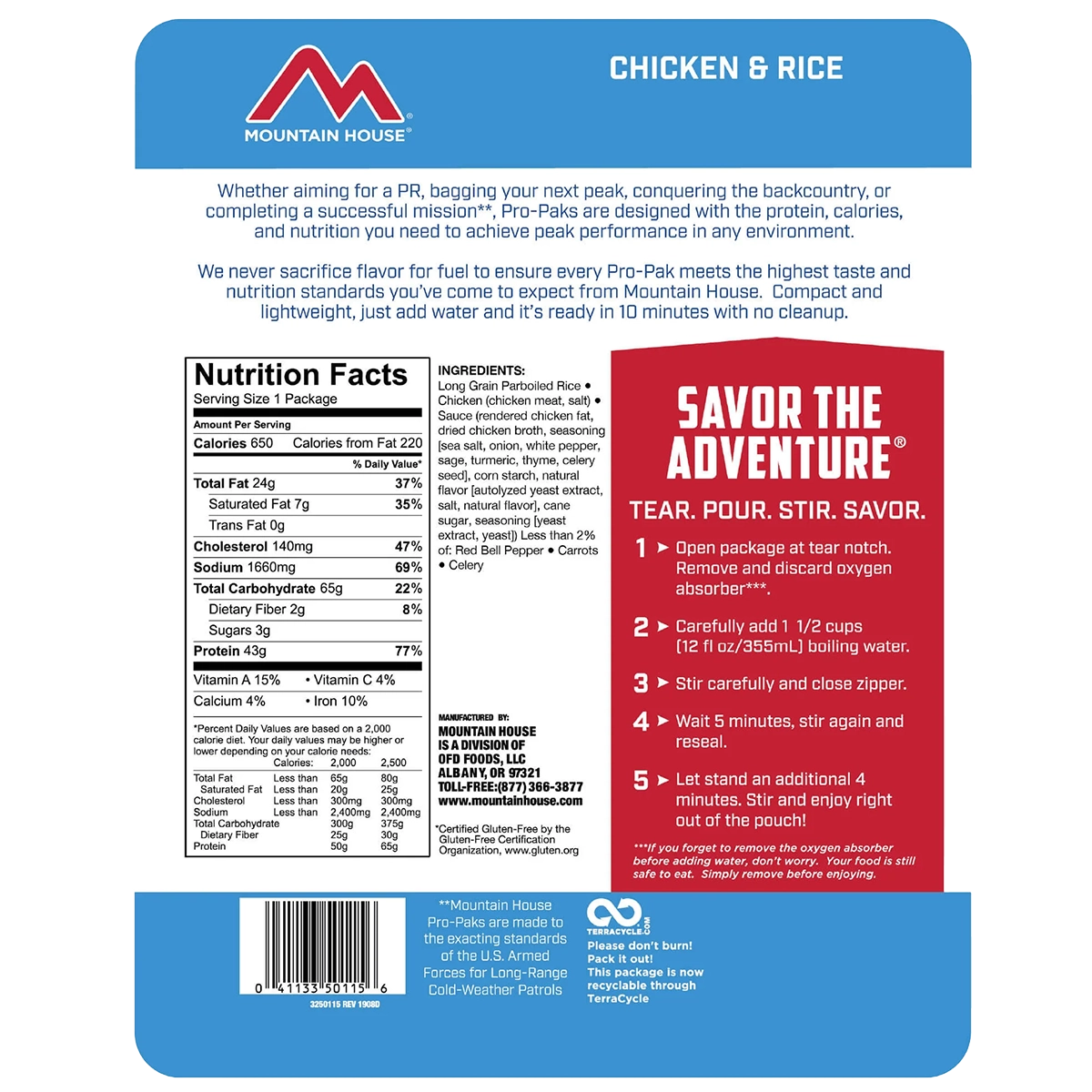 Chicken & Rice Gluten Free Pro Pak