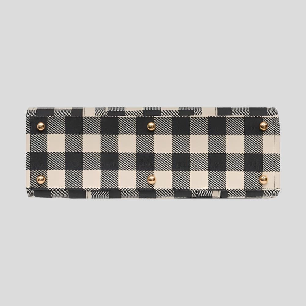 Large Bon Vivant Structured Tote Bag -- Black Gingham