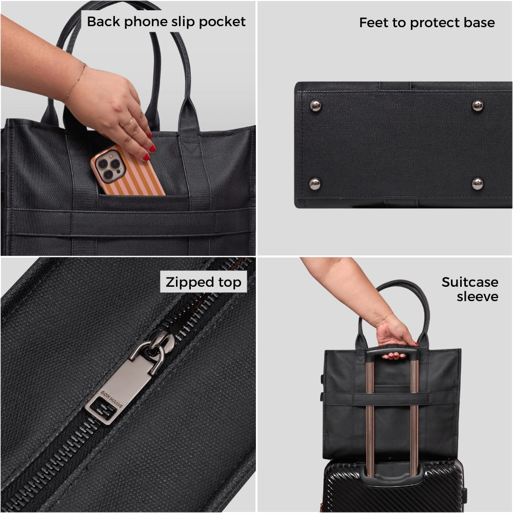 Large Bon Vivant Structured Tote Bag -- Black Gingham