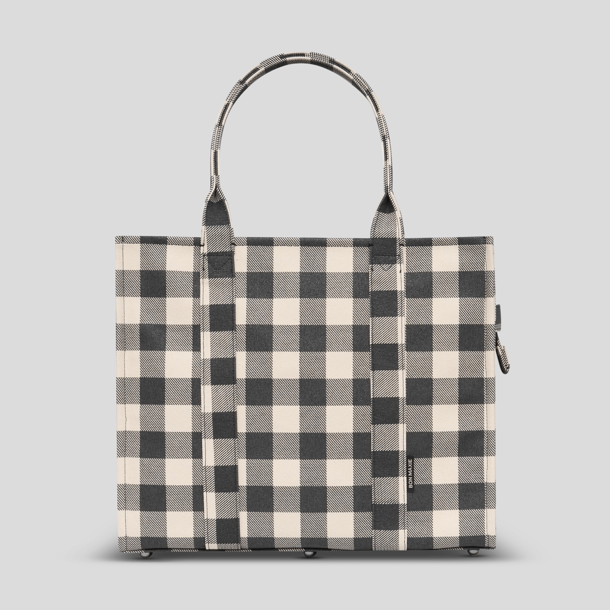 Large Bon Vivant Structured Tote Bag -- Black Gingham