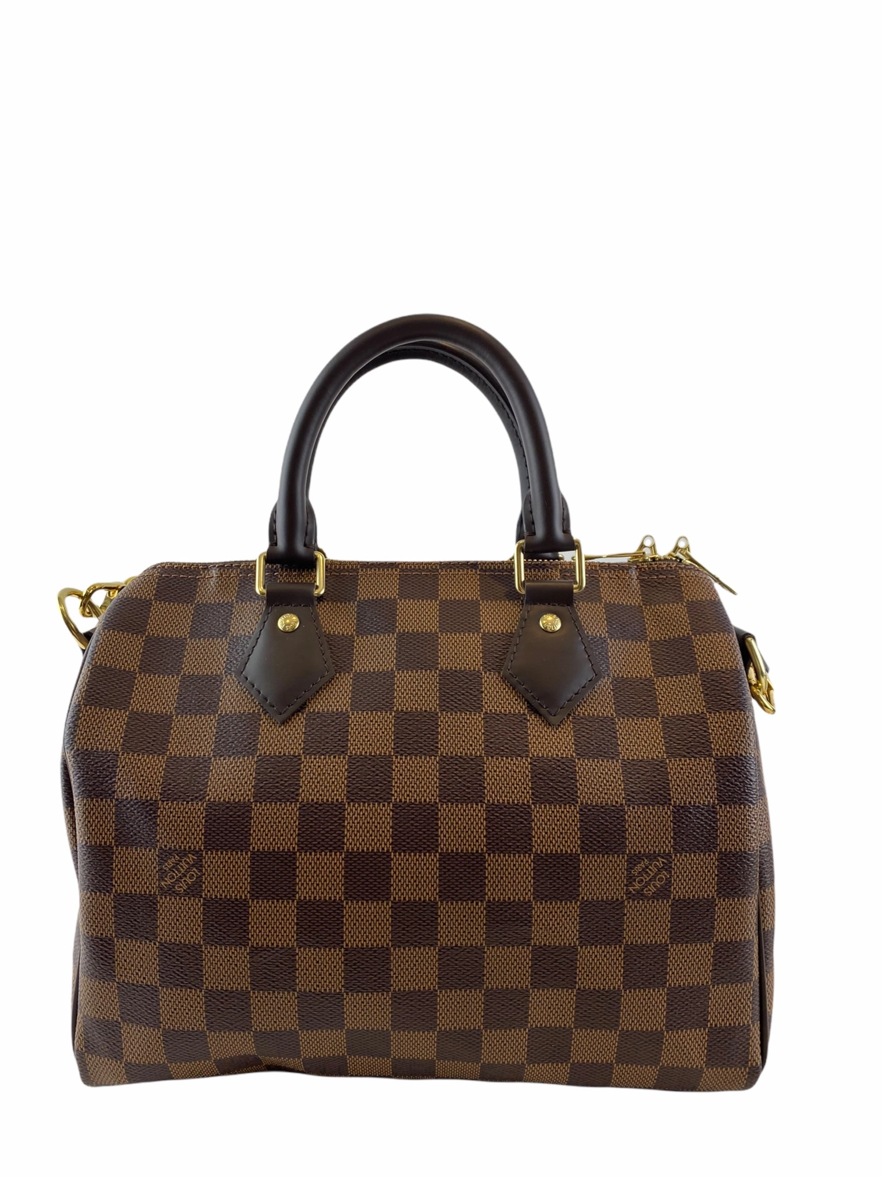 Louis Vuitton Canvas Damier 'Speedy 25' W/ Crossbody Strap