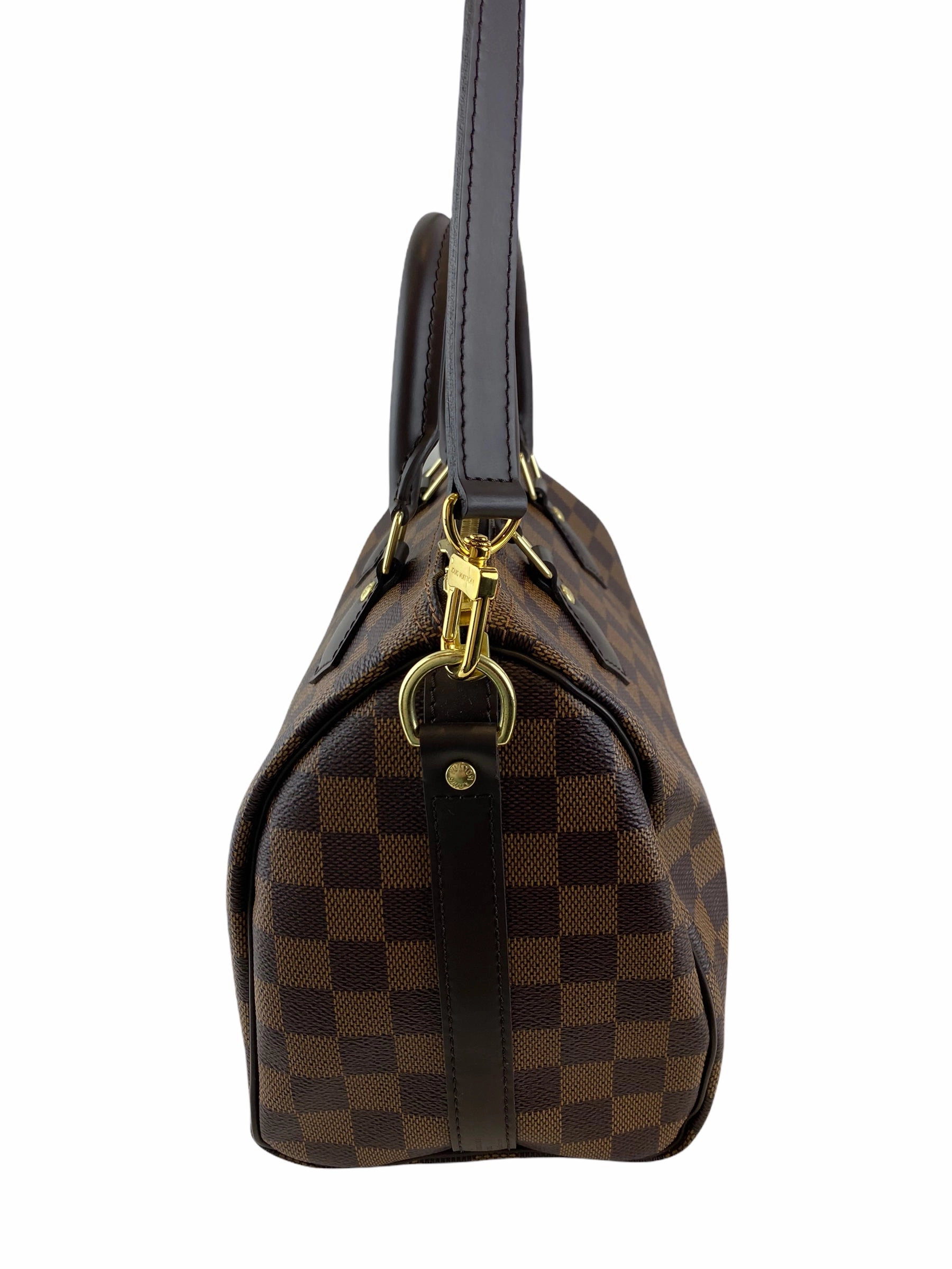 Louis Vuitton Canvas Damier 'Speedy 25' W/ Crossbody Strap