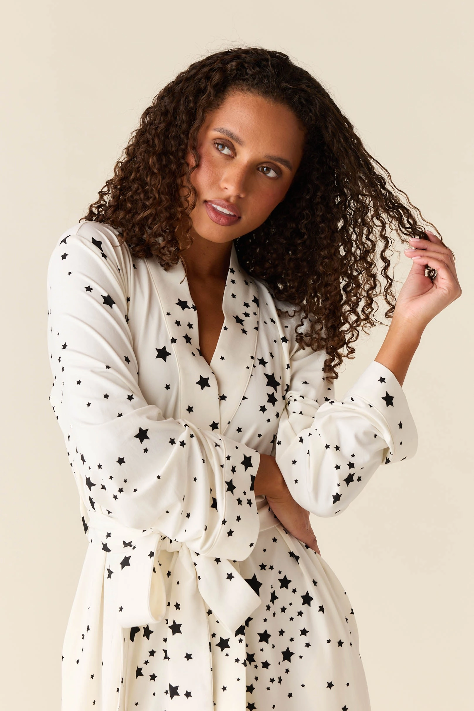 Meadow Classic Short Robe | White Stars