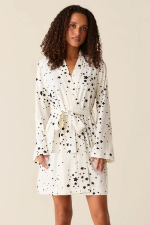 Meadow Classic Short Robe | White Stars