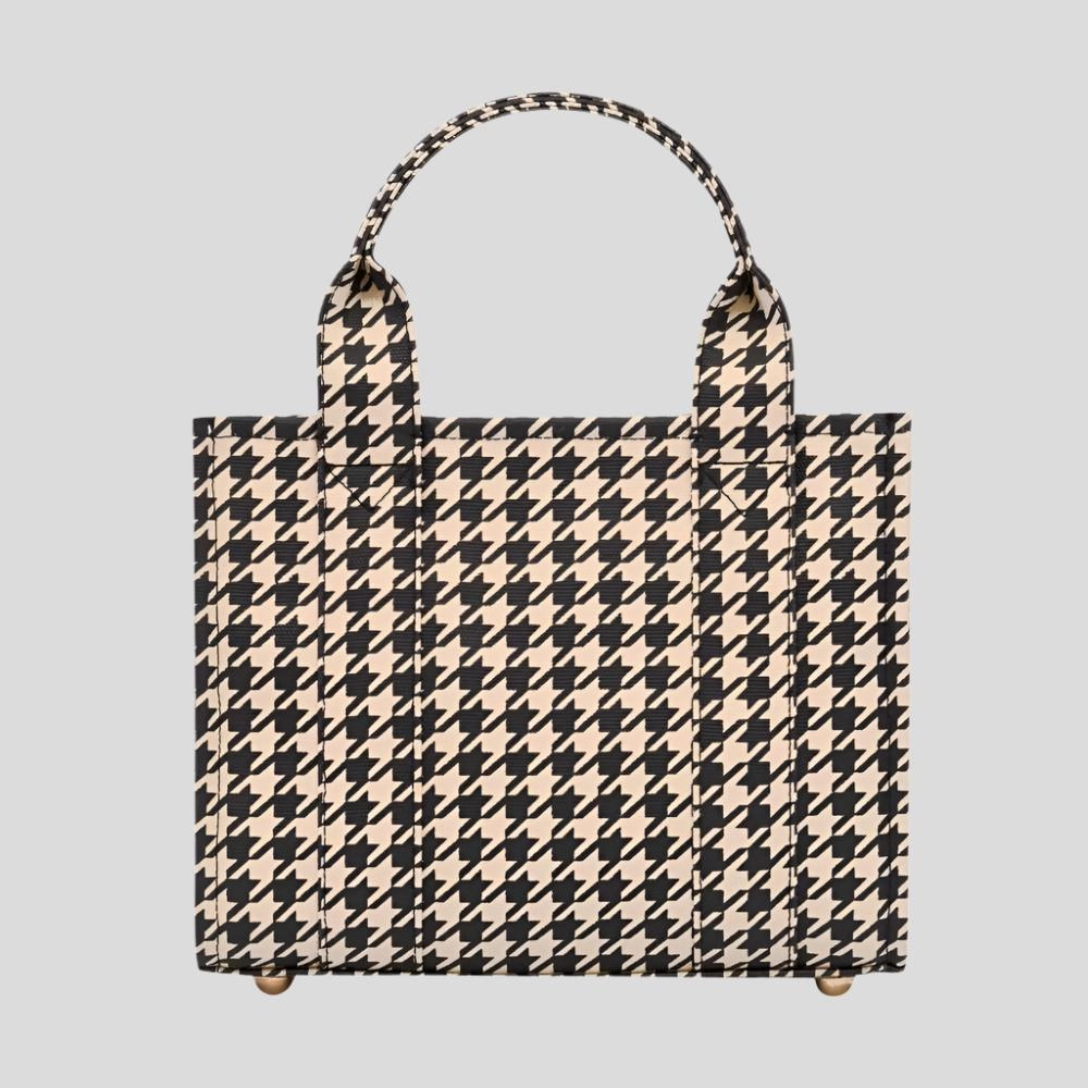 Micro Bon Vivant Structured Tote Bag -- Black Houndstooth