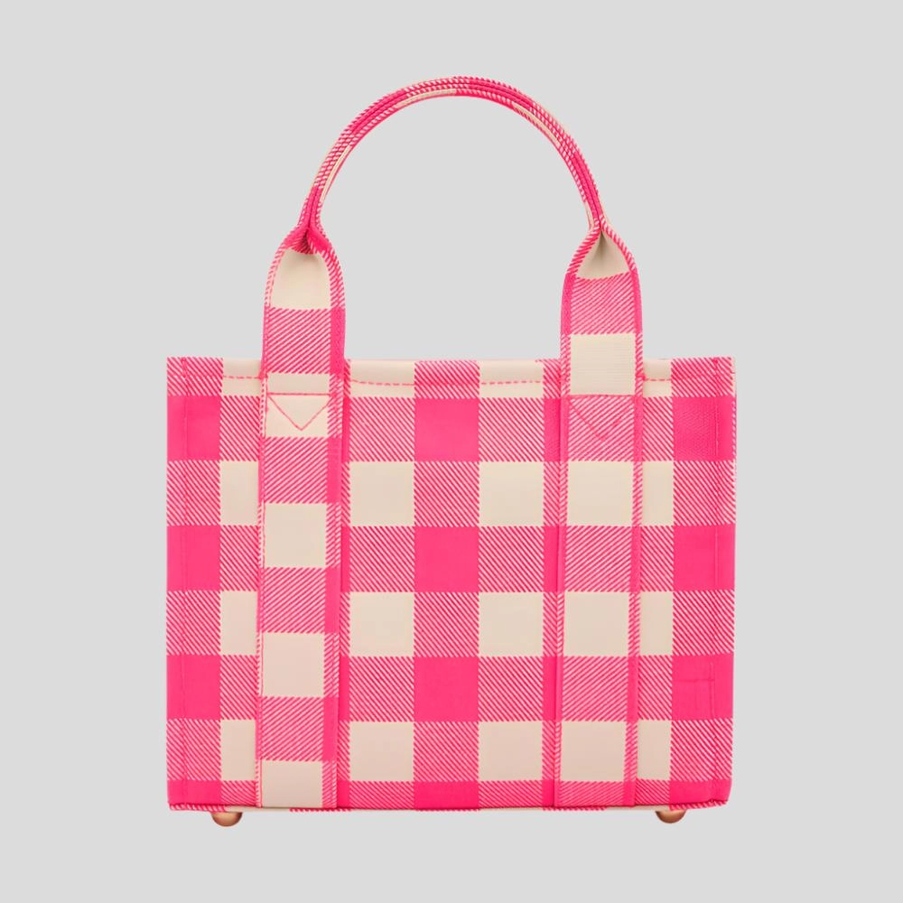 Micro Bon Vivant Structured Tote Bag -- Neon Pink Gingham