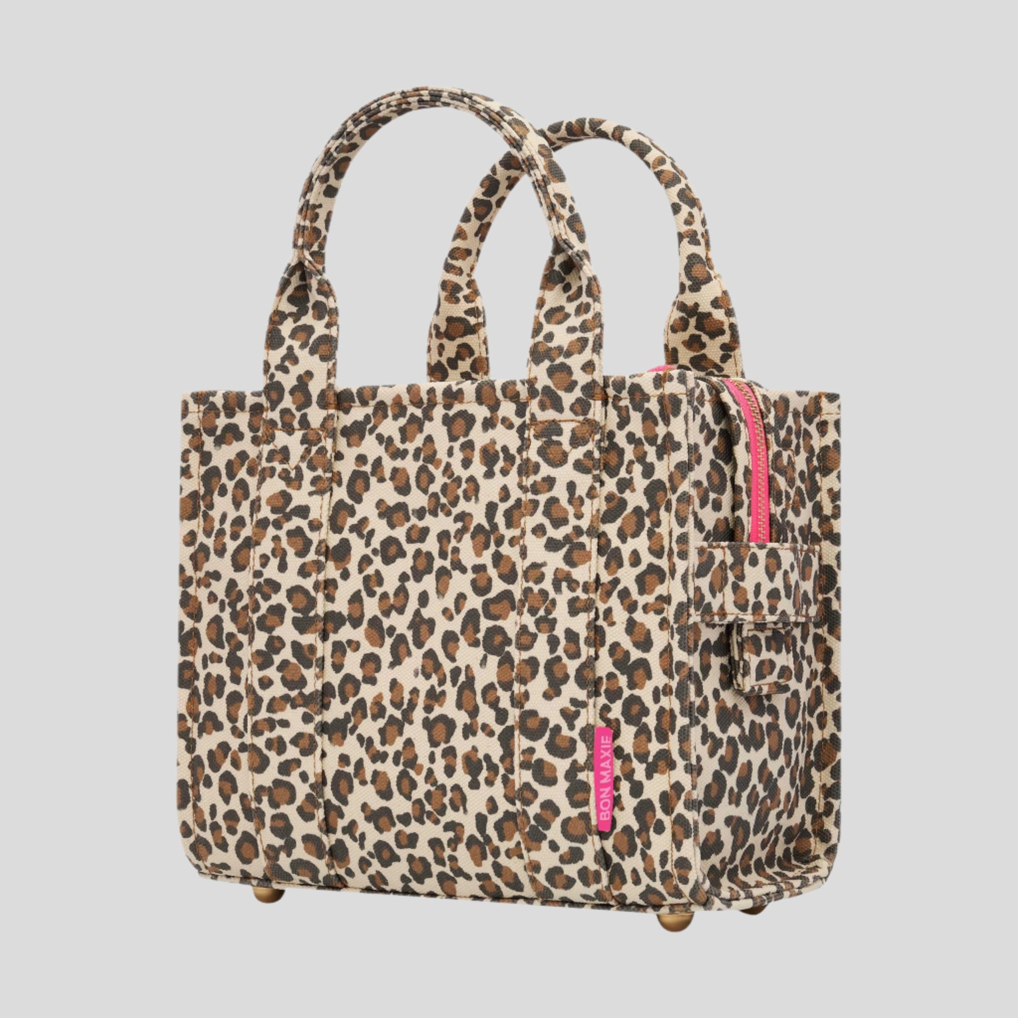 Micro Bon Vivant Structured Tote Bag -- Neon Pink Leopard