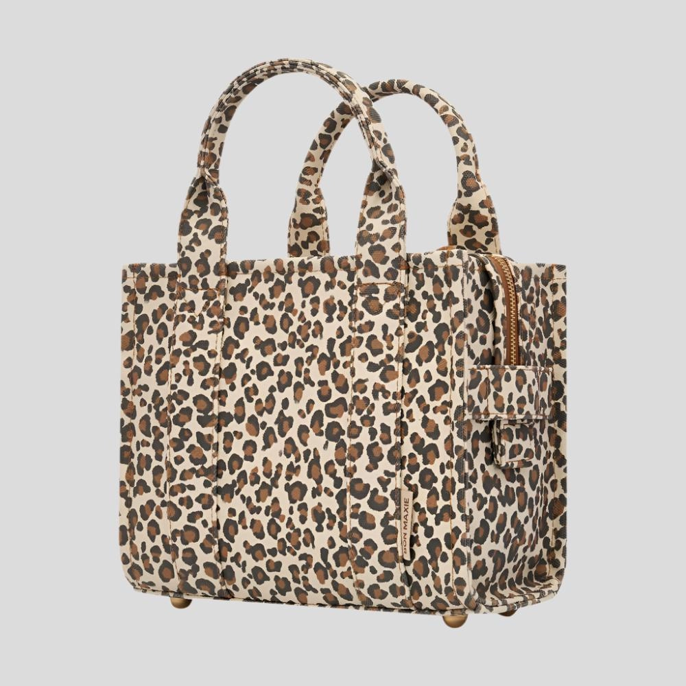 Micro Bon Vivant Structured Tote Bag -- Tan Leopard