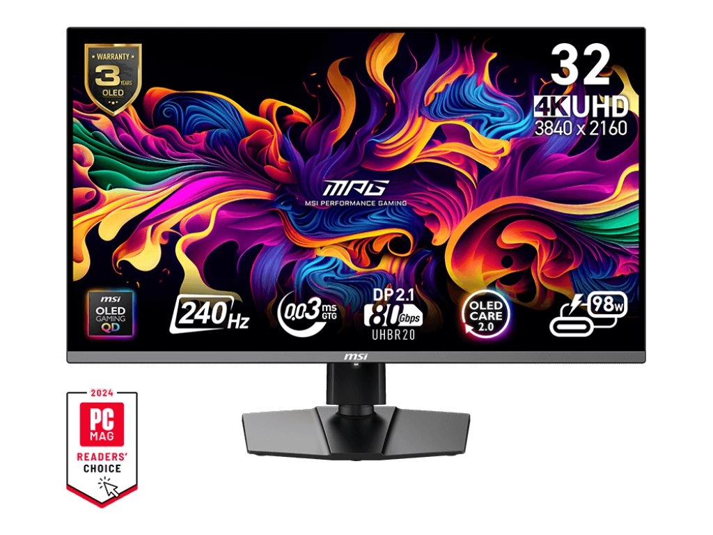 MSI MPG 322URX QD-OLED - OLED monitor - gaming - 32 (31.5" viewable) - 3820 x 2160 4K UHD (2160p) @ 240 Hz - 1000 cd/mï¿½ - 1500000:1 MPG322URXQDOLED