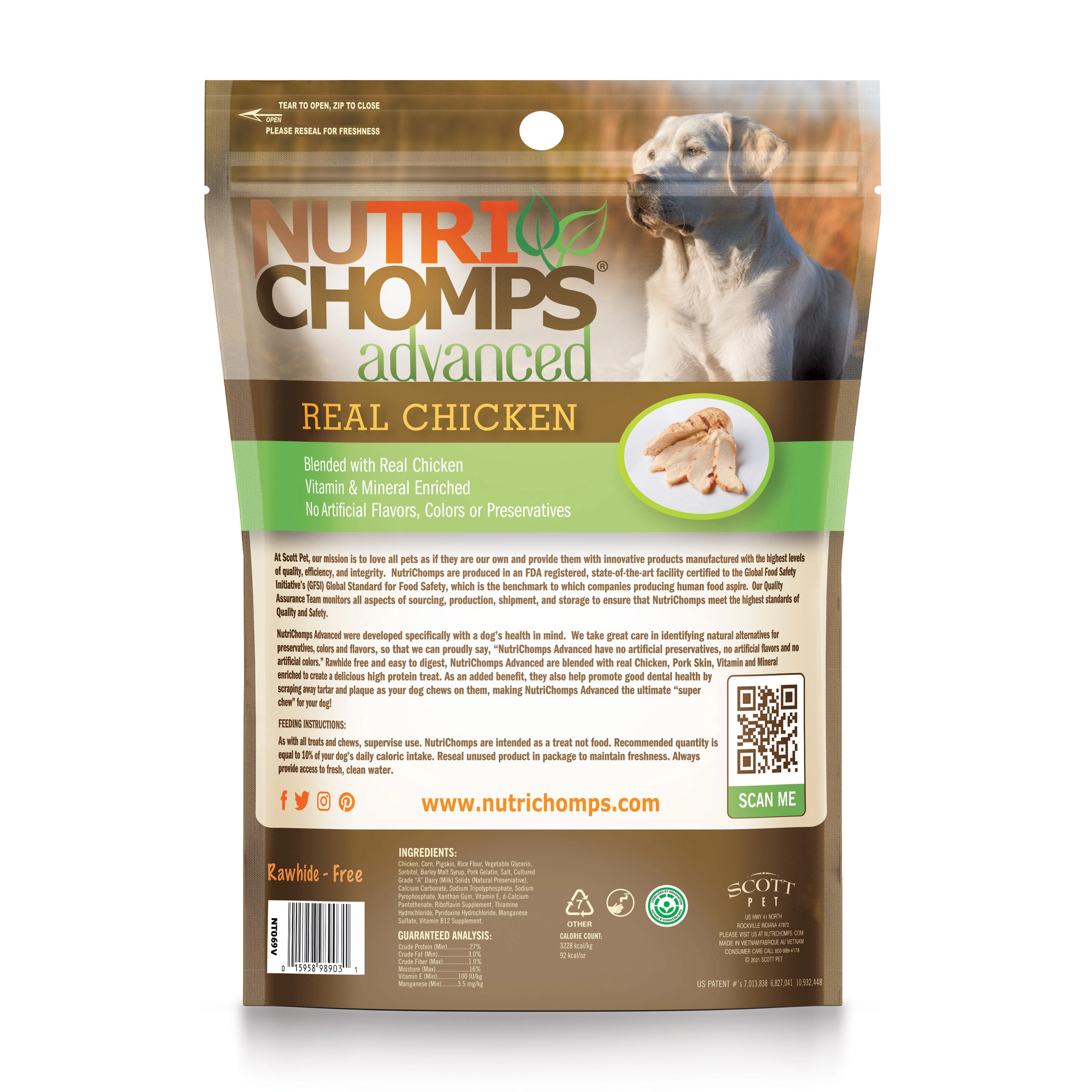NutriChomps Advanced 2.5" Chicken Flavor Mini Knots Wrapped with Real Chicken, 12 Count Dog Chews