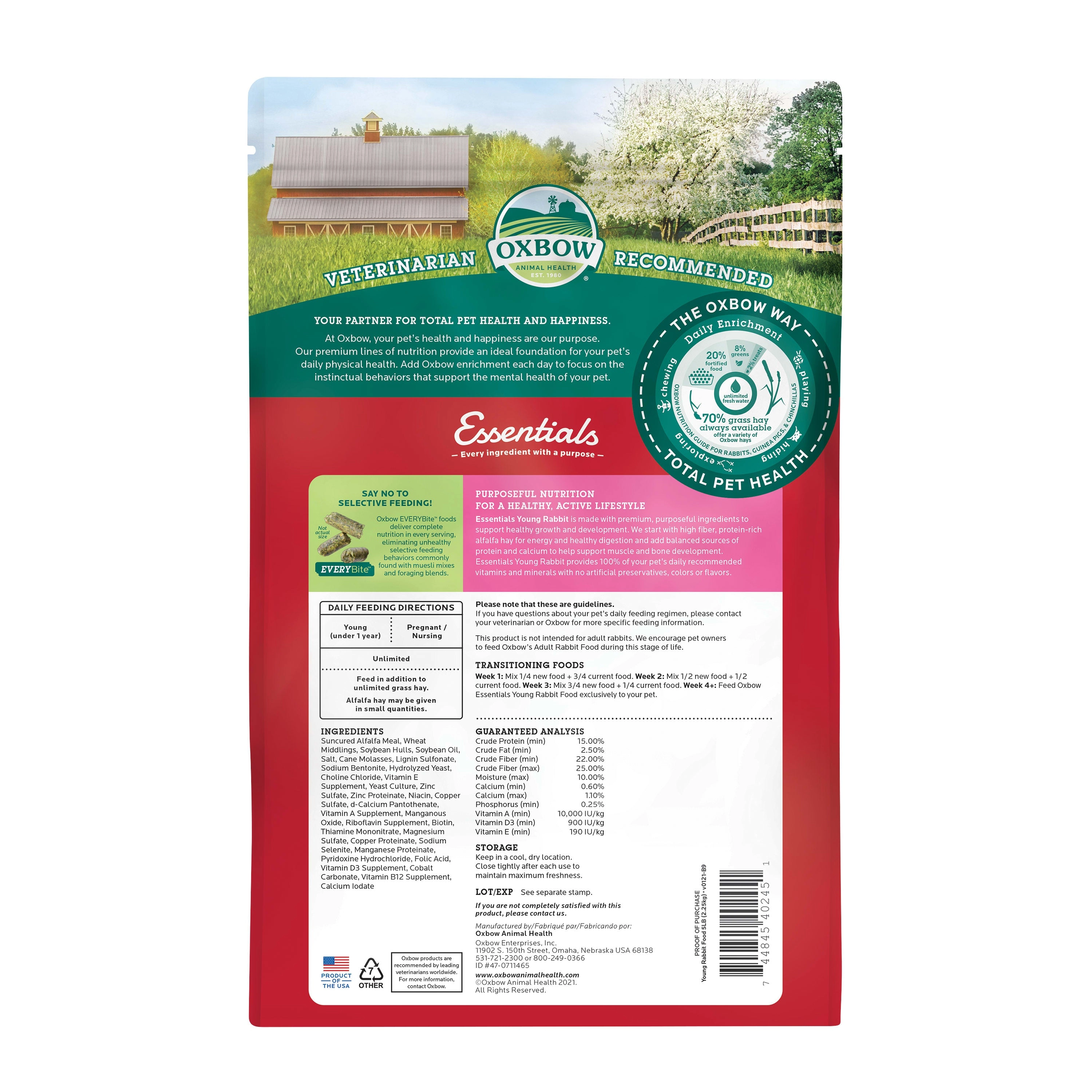 Oxbow Animal Health Essentials Young Rabbit Food 5lb