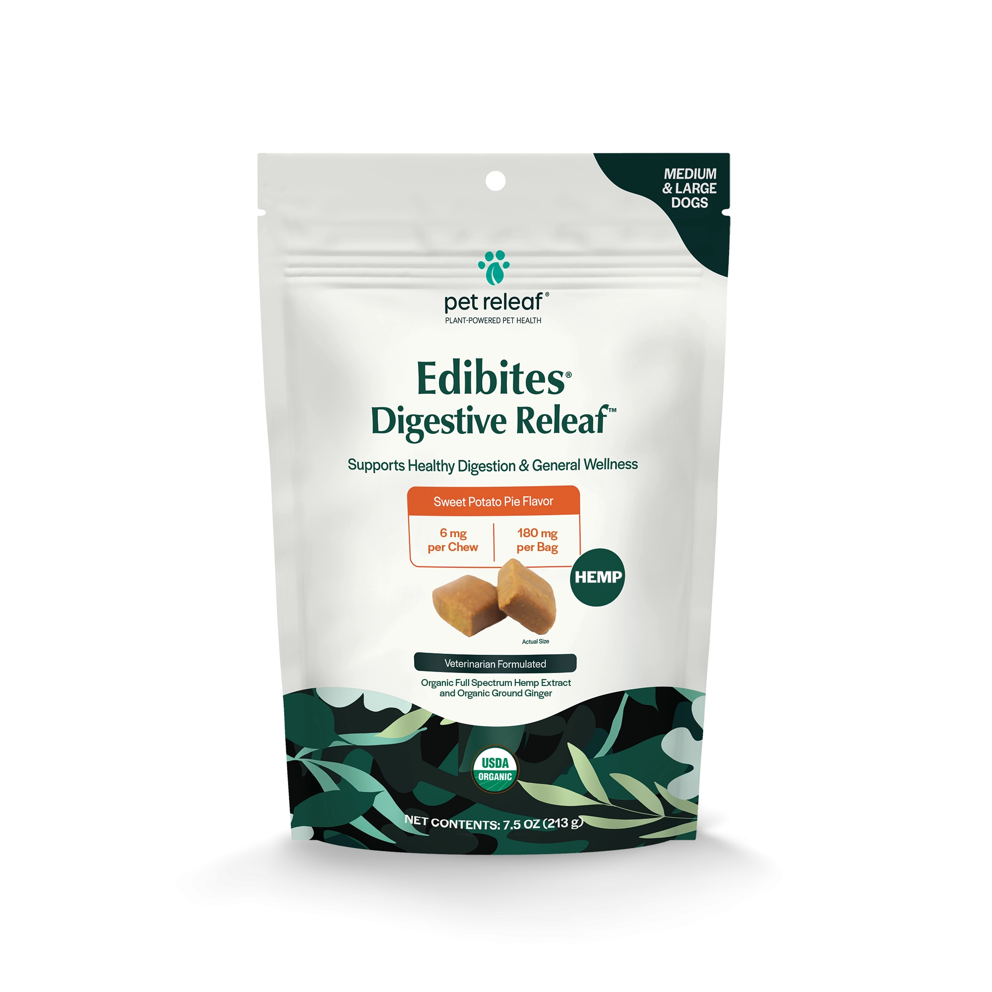 Pet Releaf Digestive Releaf Edibites Sweet Potato Pie Flavor for Medium & Large Dogs