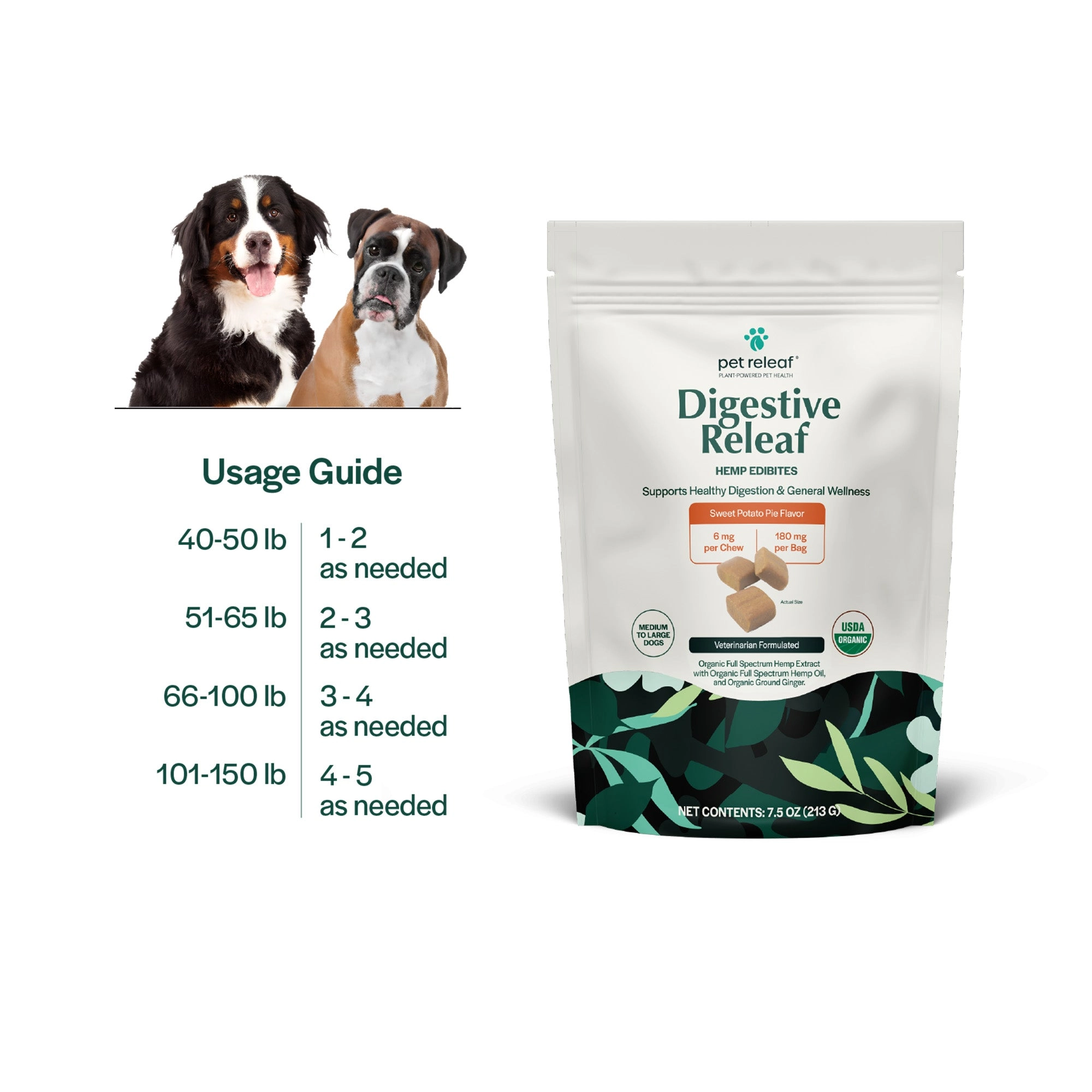 Pet Releaf Digestive Releaf Edibites Sweet Potato Pie Flavor for Medium & Large Dogs