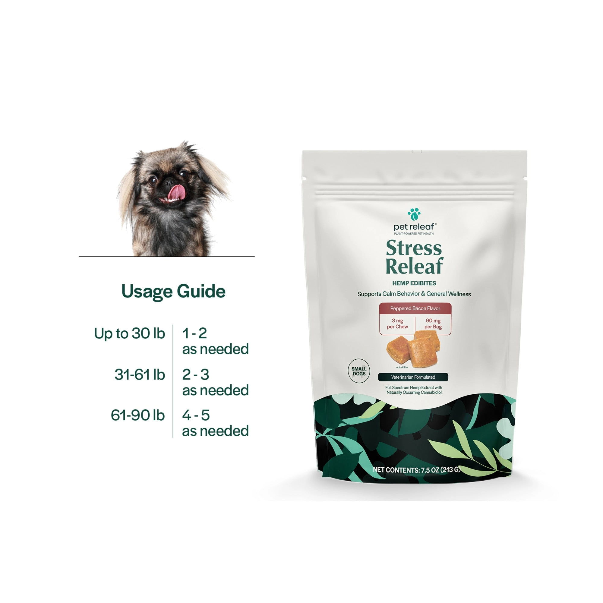 Pet Releaf Stress Releaf Edibites Peppered Bacon Flavor for Small Dogs