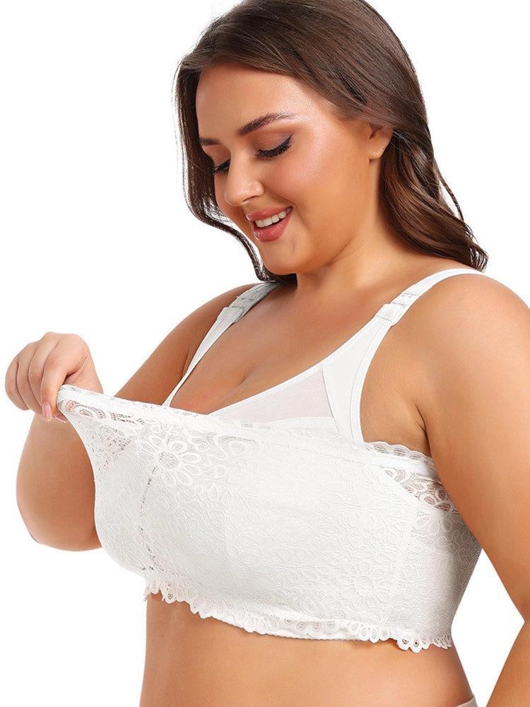 Plus Size Full-Coverage Wireless Bra for Women - Lightweight Side-Smoothing