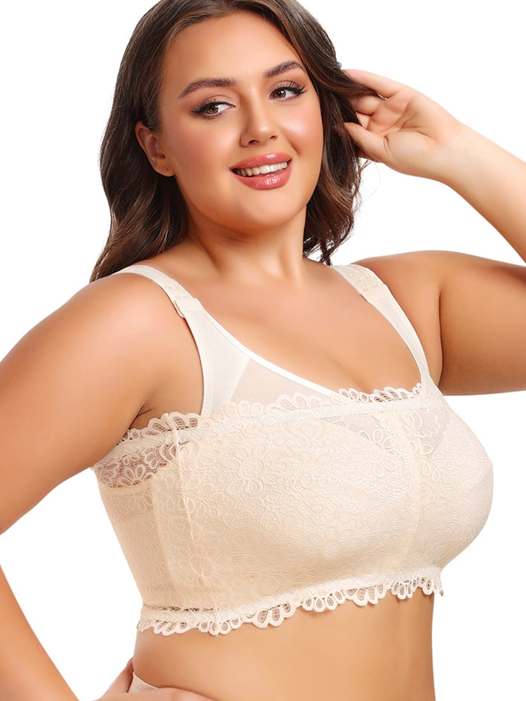 Plus Size Full-Coverage Wireless Bra for Women - Lightweight Side-Smoothing