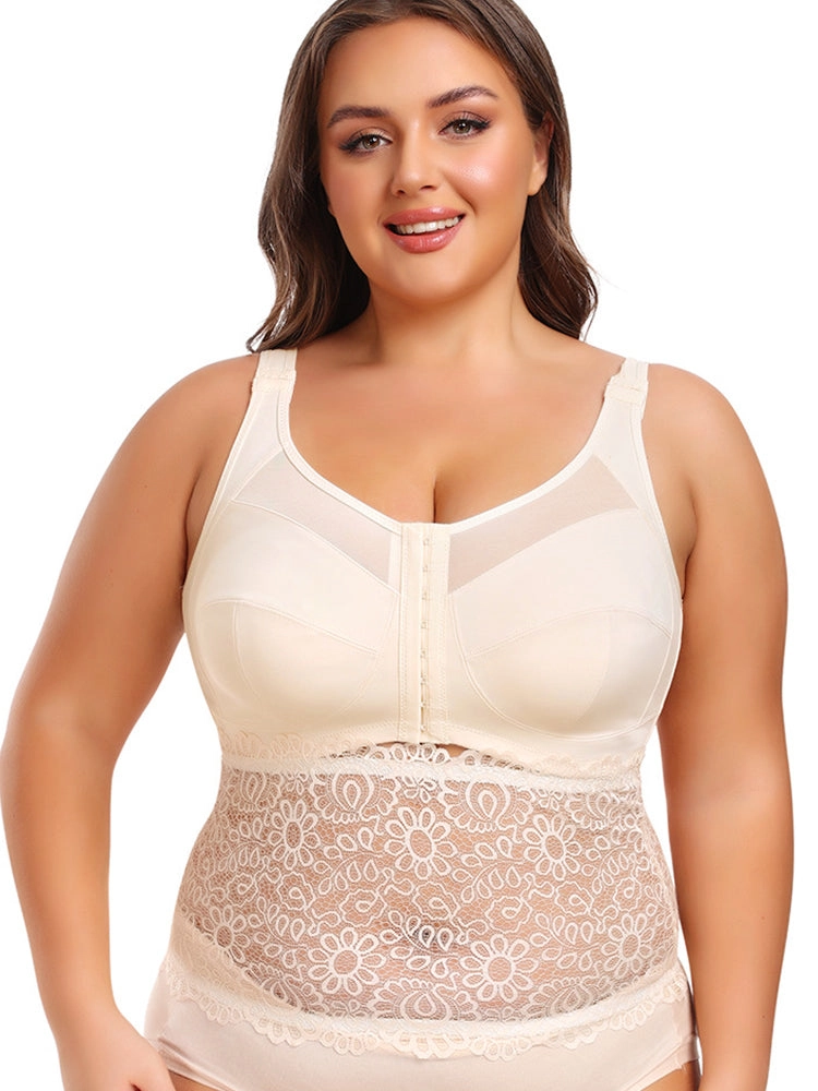 Plus Size Full-Coverage Wireless Bra for Women - Lightweight Side-Smoothing