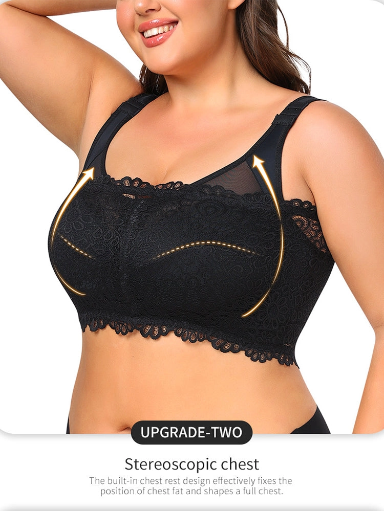 Plus Size Full-Coverage Wireless Bra for Women - Lightweight Side-Smoothing
