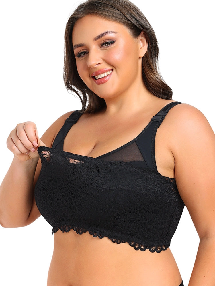 Plus Size Full-Coverage Wireless Bra for Women - Lightweight Side-Smoothing