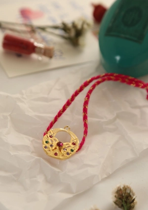 Sarovar Gold Tone Silver Rakhi
