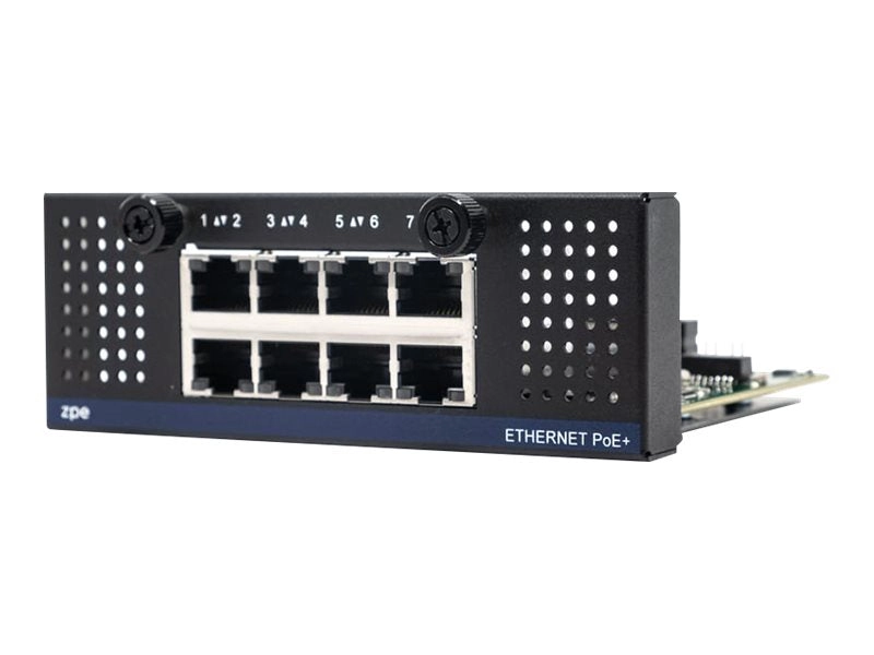 ZPE Nodegrid Net SR - Expansion module - Gigabit Ethernet x 8 - for P/N: ZPE-NSR-816-DAC, ZPE-NSR-832-DDC, ZPE-NSR-832-SAC, ZPE-NSR-832-SAC-POE ZPE-NSR-8ETH-POE-EXPN